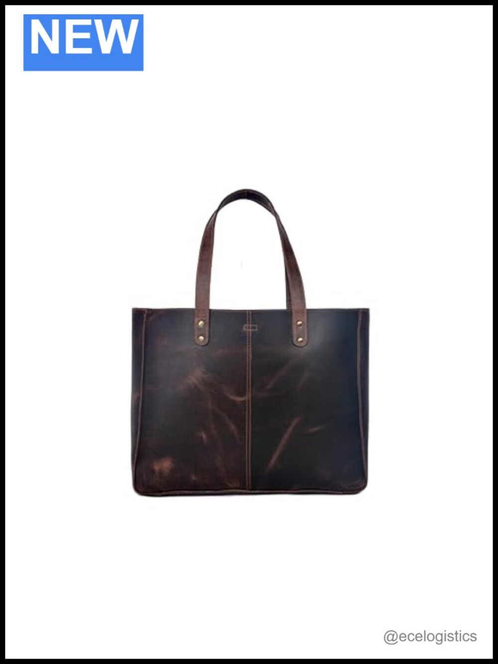 Vintage Genuine Leather Tote Bag Large Capacity Double Handles